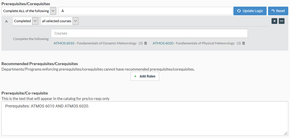 Image of Prerequisites: ATMOS 6010 AND ATMOS 6020