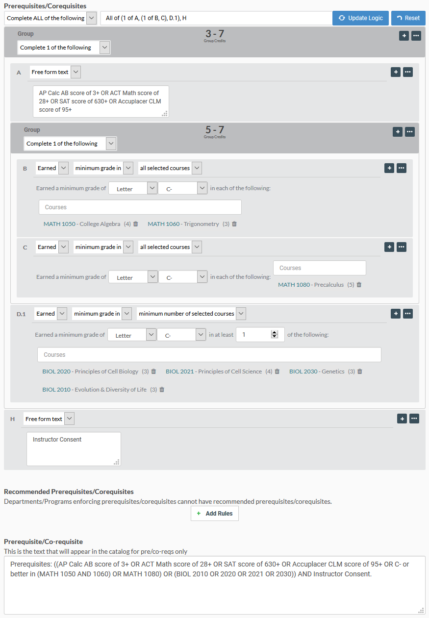 Image of Prerequisites: ((AP Calc AB score of 3+ OR ACT Math score of 28+ OR SAT score of 630+ OR Accuplacer CLM score of 95+ OR C- or better in (Math 1050 AND 1060) OR MATH 1080) OR (BIOL 2010 OR 2020 OR 2021 OR 2030)) AND Instructor Consent