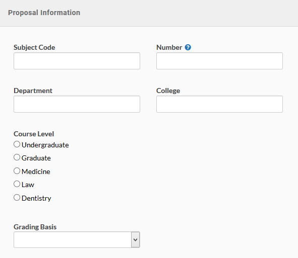 image of proposal information section of course form