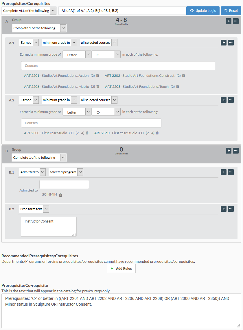 Image of Prerequisites: C- or better in ((ART 2201 AND ART 2202 AND ART 2206 AND ART 2208) OR (ART 2300 AND ART 2350)) AND Minor status in Sculpture OR Instructor Consent