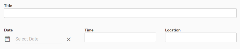 image of the title, date, time, and location fields of the agenda builder in Kuali