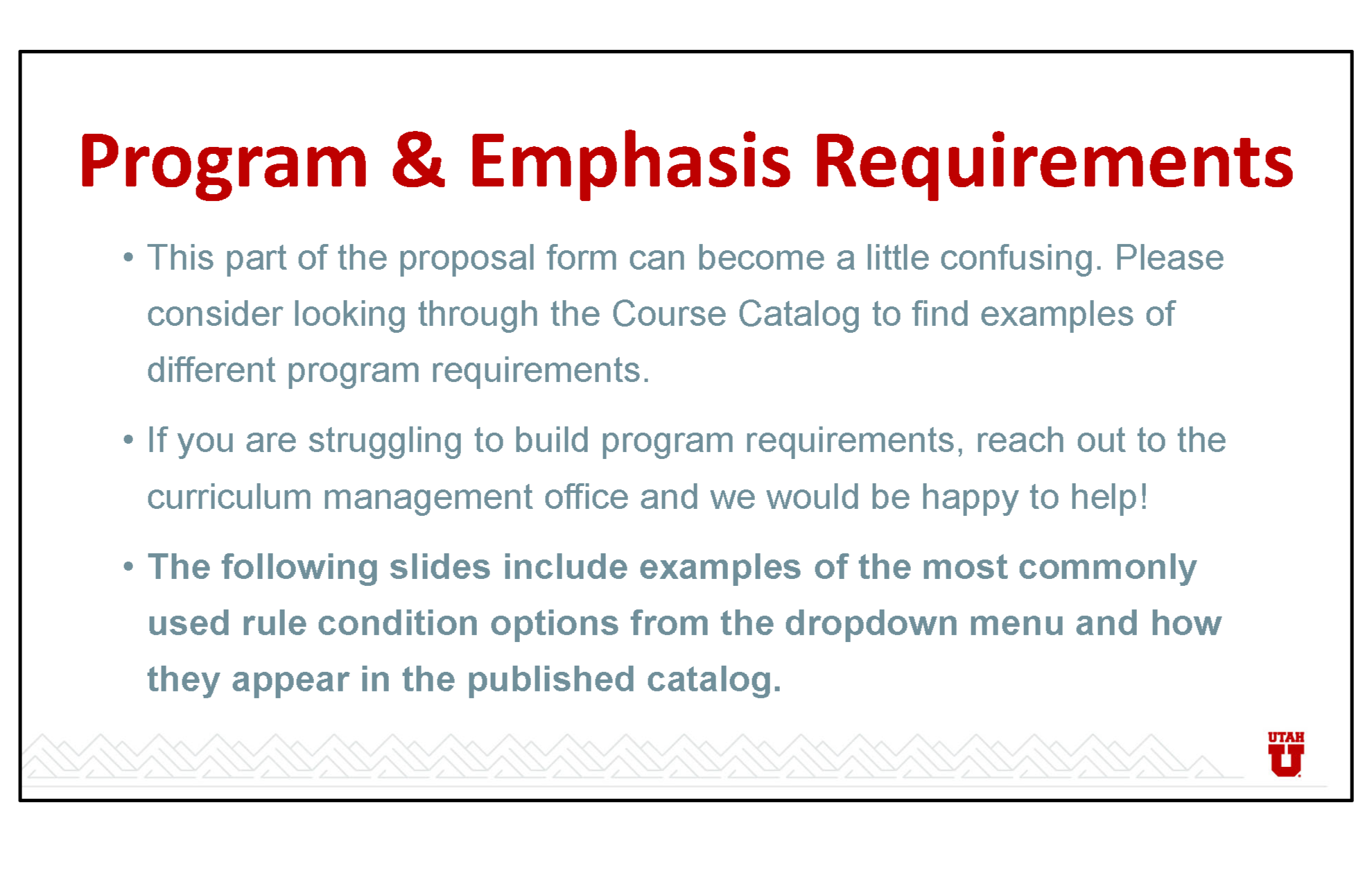 training documentation explaining how to add an emphasis to a program